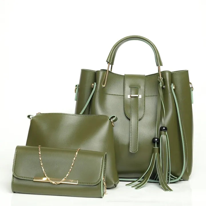 3 in 1 Piece Hand bag For Women-Green