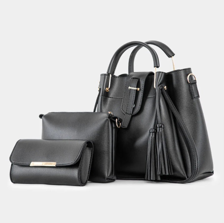 3 in 1 Piece Hand bag For Women-Black