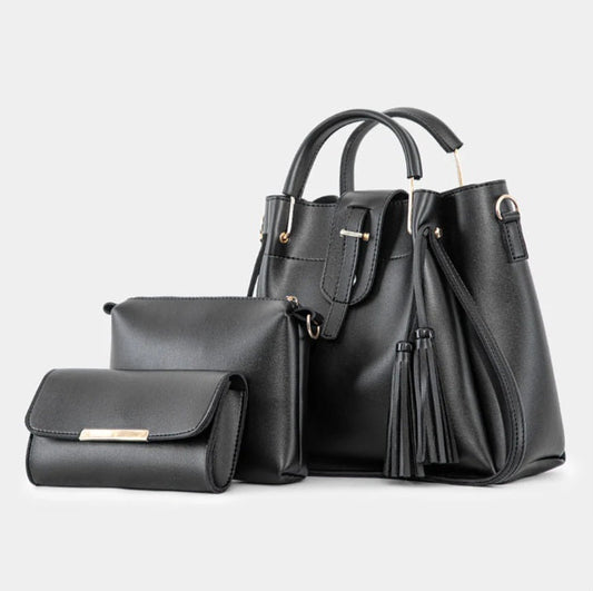 3 in 1 Piece Hand bag For Women-Black
