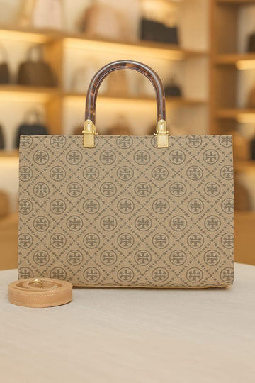 Golden Aura Tote Bag with Acrylic Handle – Premium Designer Look