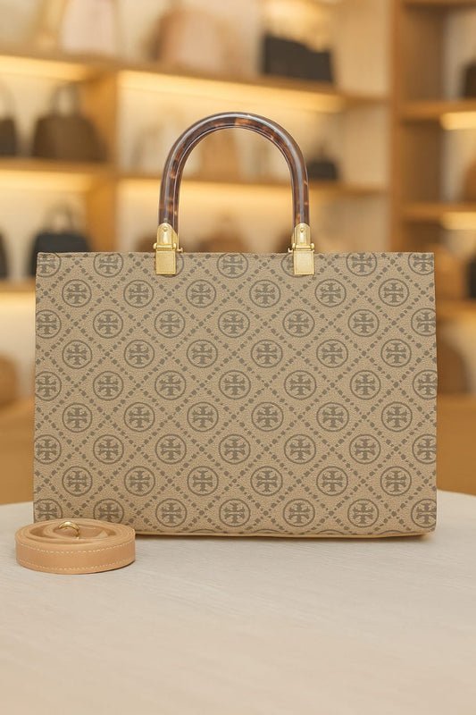 Golden Aura Tote Bag with Acrylic Handle – Premium Designer Look