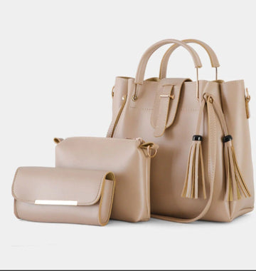 3 in 1 Piece Hand bag For Women-Beige