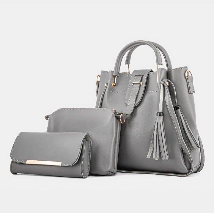 3 in 1 Piece Hand bag For Women-Grey