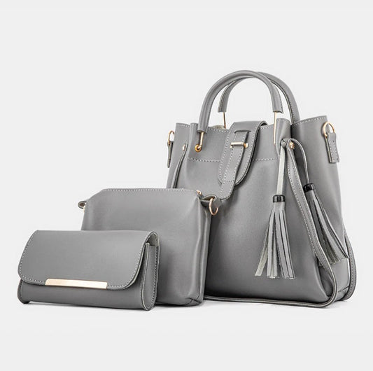 3 in 1 Piece Hand bag For Women-Grey